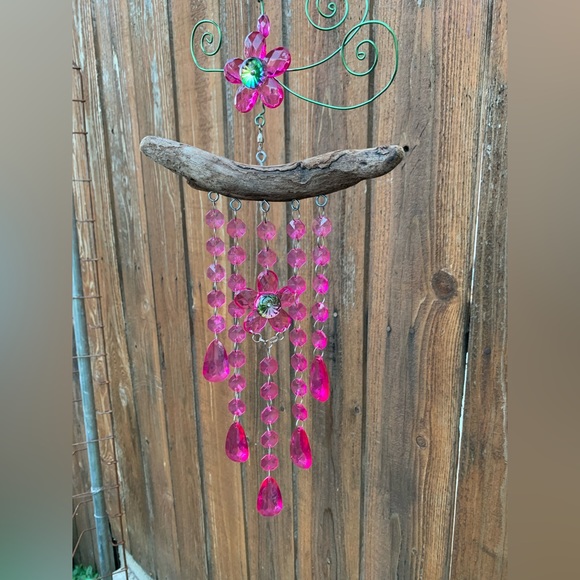 Barbie Movie 2023 Style Pink Sun Catcher Handmade Driftwood & Recyclables - Picture 8 of 13